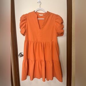 entro Orange Textured Notch-Collar Blouse